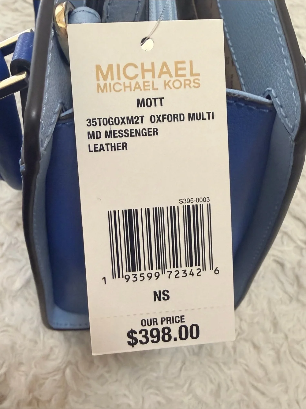 Michael Kors Mott Medium Messenger Bag Oxford Blue Colorblock Satchel - NWT